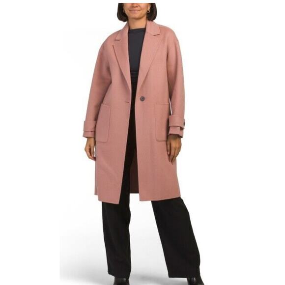 Theory Single Button Wool Cashmere Coat Dark Rose L - Picture 1 of 10